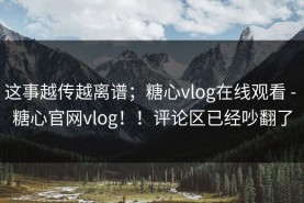 这事越传越离谱；糖心vlog在线观看 - 糖心官网vlog！！评论区已经吵翻了